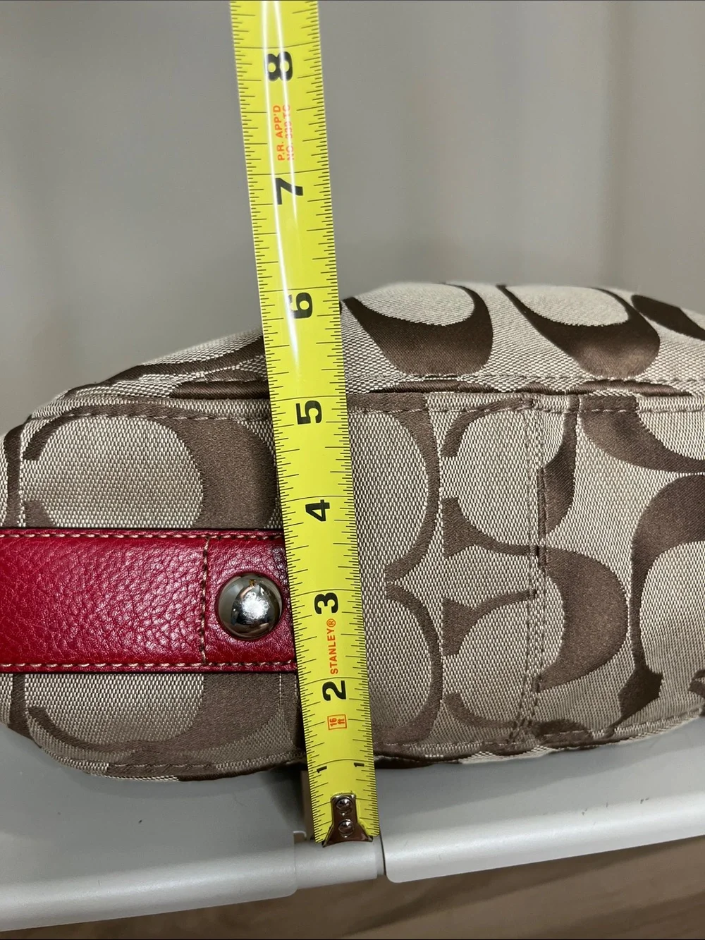 Coach Signature Canvas Hobo Bag in Red and Khaki